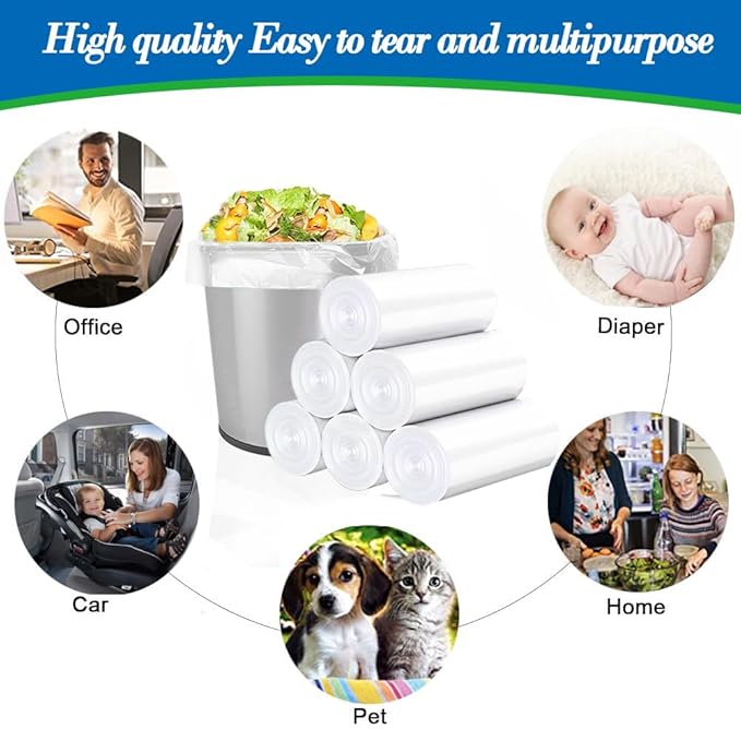 4 Gallon 100pcs Small Clear Trash Bags Strong Clear Garbage Bags, Bathroom