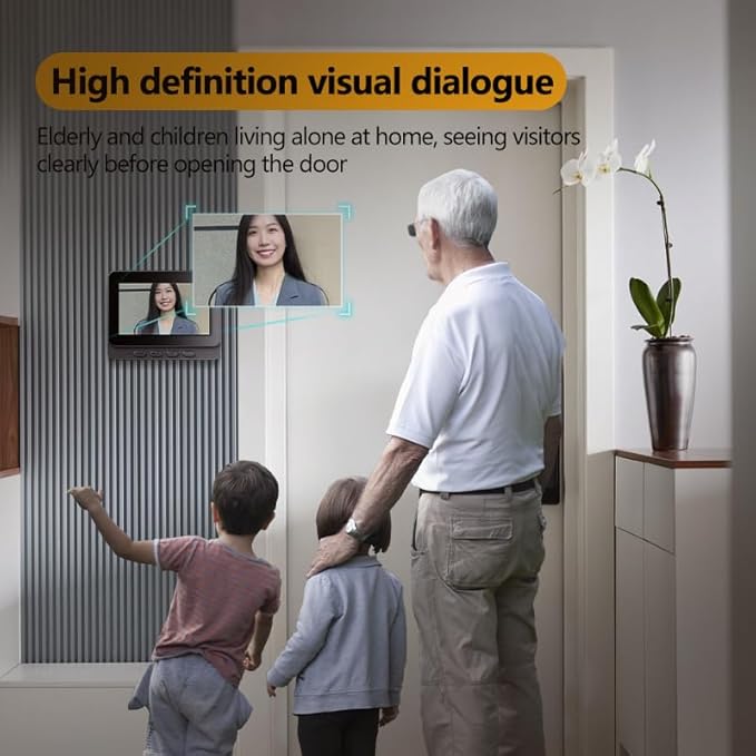 Wireless Doorbell Camera No Subscription with 4.3" Monitor,Waterproof 1080P Video Intercom No WiFi/App Needed, 170° Wide Angle Door Bell with Night Vision, Local Recording for Home/Apartment/Seniors