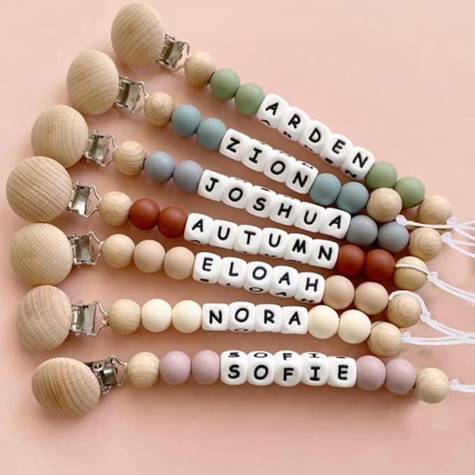Personalized Pacifier Clip with Name, Customized Pacifier Clip Monogram Silicone Chain for Baby Girl Boys