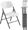 Nazhura 350 Weight Limit Heavy Duty Plastic Folding Chair with Reinfoced Steel Frame for Indoor and Outdoor, Wedding, Party, Restaurant, Meeting Room, Patio and Garden (White, 4 Pack)