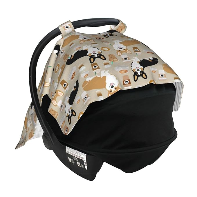 Corgi Gifts for Corgi Lovers Baby Car Seat Canopy Cover 39x27.5 Inches Multi Use Nursing Cover for Newborn Canopy Mom Nursing Breastfeeding Covers