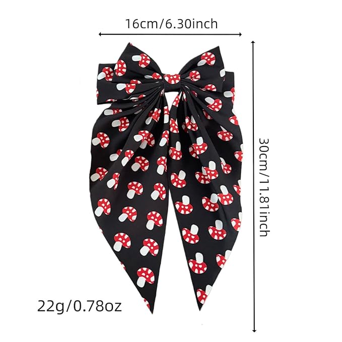 Kids Girls Mushroom Print Hair Clips Bow Mushroom Pattern Hair Pin BBW03 (Bow-B3)