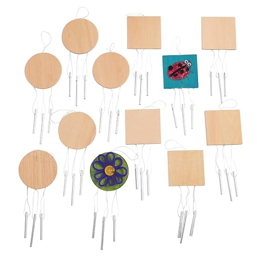 Colorations® Decorate Your Own Wooden Wind Chimes Kit, Set of 12, 2 Different Designs, Ready to Decorate and create unique and personal Designs, Fun Kids Craft Project, Craft Project for Boys & Girls