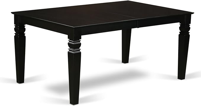 East West Furniture LGAB9-BLK-06 9 Piece Dining Room Furniture Set Includes a Rectangle Wooden Table with Butterfly Leaf and 8 Shitake Linen Fabric Parson Chairs, 42x84 Inch, Black