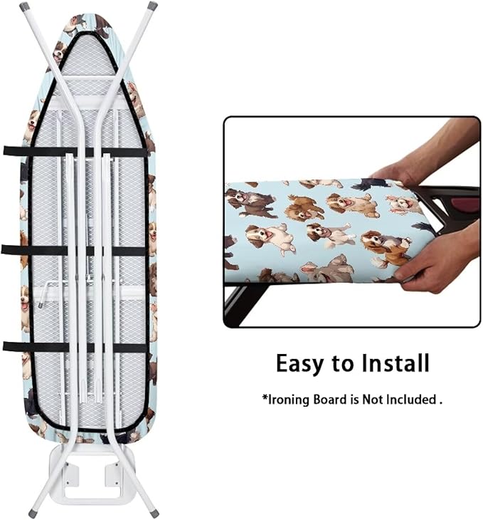 Sprowallow Cute Dogs Ironing Board Cover and Pad 15x54 Inch Thick Padding