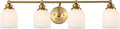 JONATHAN Y 33.25" Brass Gold/White Modern Farmhouse LED Vanity Light Wall Sconce Fixture, Frosted White Glass Shade, Dimmable Wall Lamp for Bathroom Mirror Kitchen Sink, UL Listed (JYL7552B)