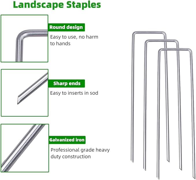 6 Inch 315 Pcs Hot-dip Galvanized U-Shaped Garden Stakes, Landscape Staples, Ground Stakes, for Decoration Weed Barrier Fabric, Irrigation Tubing, Holding Fence, Tarpaulin (300, 6 INCH)