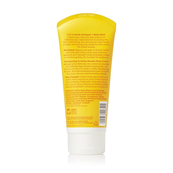 Weleda Baby Calendula 2-in-1 Shampoo, Body Wash, Comforting Lotion & Skin Food - 3-Piece Set - 6.8 Fluid Ounces Each, Vegan, Animal Derived Materials Free, Not Tested On Animals, Unisex