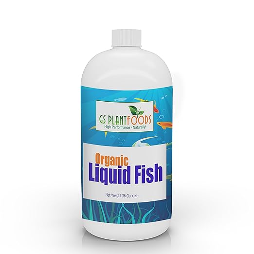 GS Plant Foods Organic Liquid Fish Fertilizer - Natures Growth Boost, OMRI-Certified, Hydrolyzed, Fish-Based, Organic Gardening Solution, 1 Quart