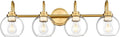 Bathroom Light Fixtures, 4-Light Brushed Gold Vanity Lights with Globe Clear Glass, 30 Inch Champagne Bronze Vanity Lighting Fixtures Over Mirror, AD-22280-4W-GD
