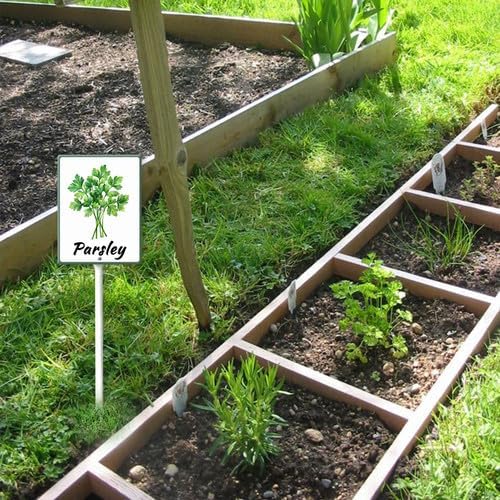 FemiaD Plant Label Signs Planted Herb Garden Markers Waterproof Aluminum Plant Stake Tags Parsley Sign for Nursery Indoor Outdoor Garden Decoration 4.6x6inch