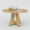Farini 47" Round Dining Table for 4-6, Modern Kitchen Room Tables with Wood Top & Sturdy Metal Base,Large Round Dinner Table for Dining Room,Natural