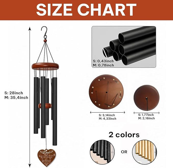 Personalized Dad Memorial Wind Chime – “You Left Me with Beautiful Memories” Custom Name & Years – Heart Shaped Angel Wing Sympathy Gift – Outdoor Remembrance Windchime for Loss of Father or Husband