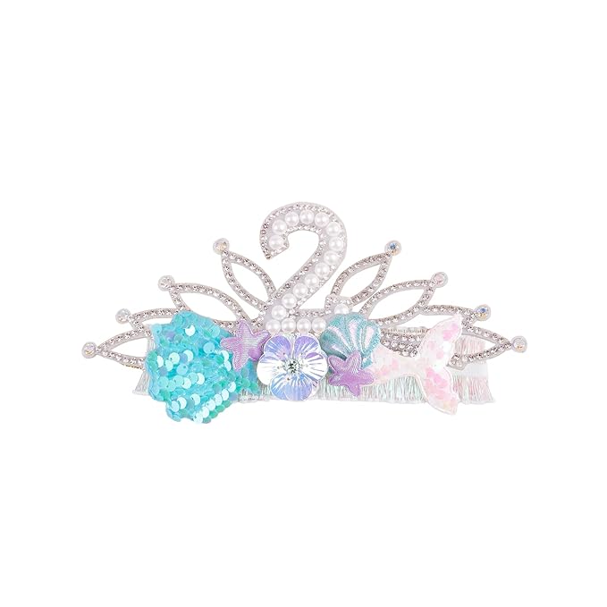 cherrboll Baby Girl Birthday Crown Floral Headband, Soft Flower Head Wrap Tiara Hairband for 1-3 Years Old Toddlers Kids 2nd Birthday Party Dress Photo Decoration