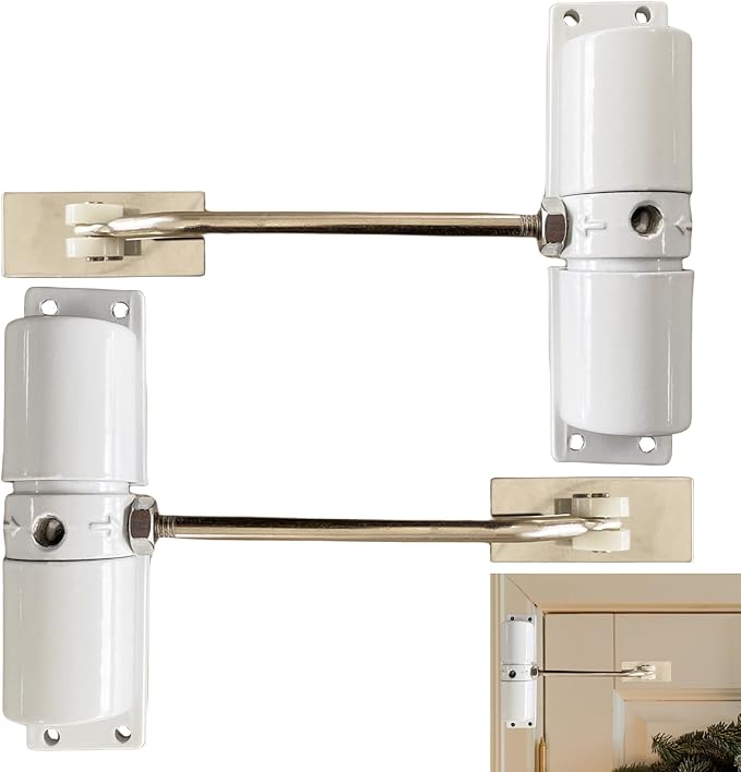 2 Pack Automatic Door Closer,Adjustable Safety Spring Self-Closing Mechanism for Interior,Bedroom Doors (White)