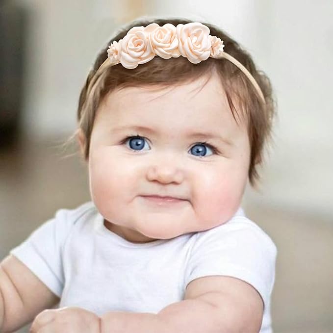 Baby Girl Headbands Nylon Flower Elastic Hairbands 3pcs Hair Accessories Gift for Newborn Infant Toddlers (19A#)