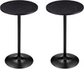 Glitzhome 39.5" H Set of 2 Pub Table Round Bar Table Wood Top with Black Metal Leg and Base,Charcoal Gray Walnut Veneer Finish Cocktail Table for Kitchen Island,Bistro,Restaurant (Charcoal Gray)