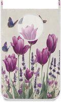 Purple Tulilp Butterfly Hanging Laundry Hamper Door Hampers Bag Basket