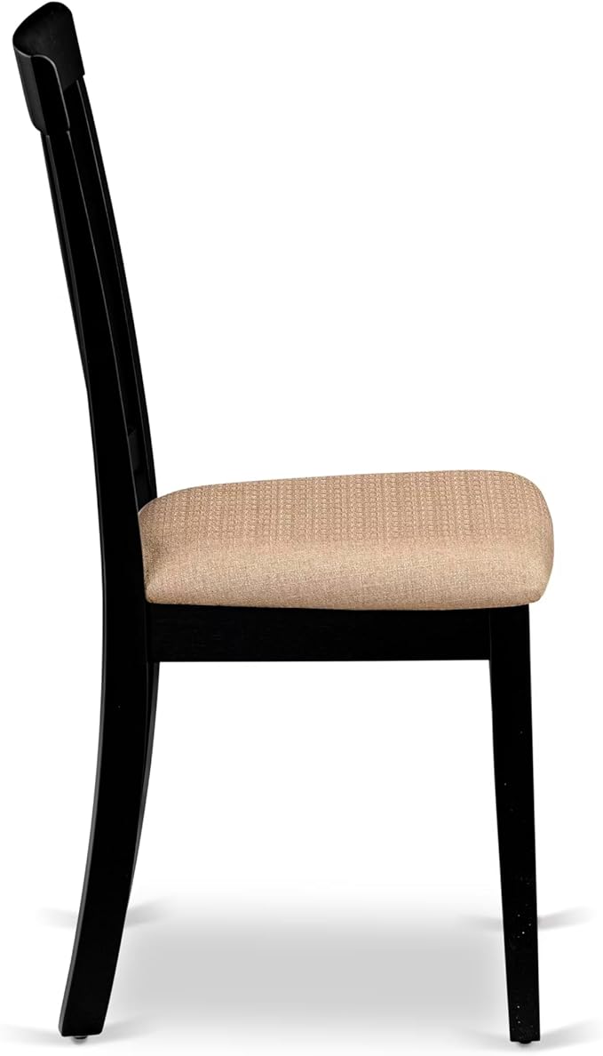 East West Furniture SUAN3-BCH-C 3 Piece Dining Room Table Set Contains a Round Kitchen Table with Dropleaf & Shelves and 2 Linen Fabric Upholstered Chairs, 42x42 Inch, Black & Cherry