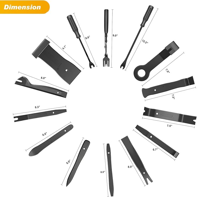 GOOACC 40Pcs Trim Removal Tool,Auto Terminal Removal Key Tool,Auto Clip Pliers Stereo Removal Tools,Car Upholstery Repair Removal Kit,Precision Hook and Pick Set,Wiring Threader,Car Film Scrape-Black