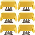 Square Tablecloth 52 x 52 Inch Yellow Tablecloths Stain-Wrinkle Resistant Washable Polyester Table Cloths for Holiday, Buffet Parties, and Weddinge 6pack
