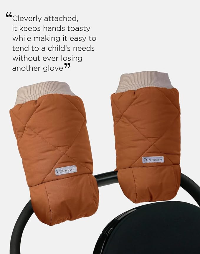 7AM Enfant Stroller Warmmuffs Gloves - Anti-Freeze Stroller Mittens for Handlebars, Water Repellent Hand Warmer Muff for Cold Weather, Plush Lined Stroller Warmmuffs | Winter Stroller Accessories