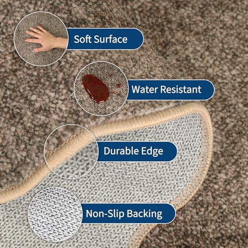 GarveeHome Scalloped Washable Runner Rug 2x10 Runner Modern Kitchen Runner Non Slip Farmhouse Entryway Rug Soft Bathroom Rugs Stain Resistant Carpet for Laundry Bedroom 2'x10' Taupe - color: Taupe, size: 2' x 10' (Runner)