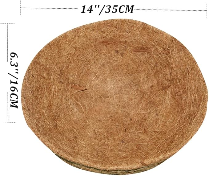 14 inch Coco Liner for planters, 2PCS Round Replacement Plant Basket Liners Coco Fiber Liner for Hanging Basket (14 inch Round)