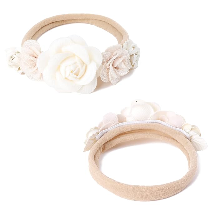 Baby Girl Floral Headband Nylon Flower Crown Elastic Hairband 3pcs Hair Accessories Gift for Girls (30#)