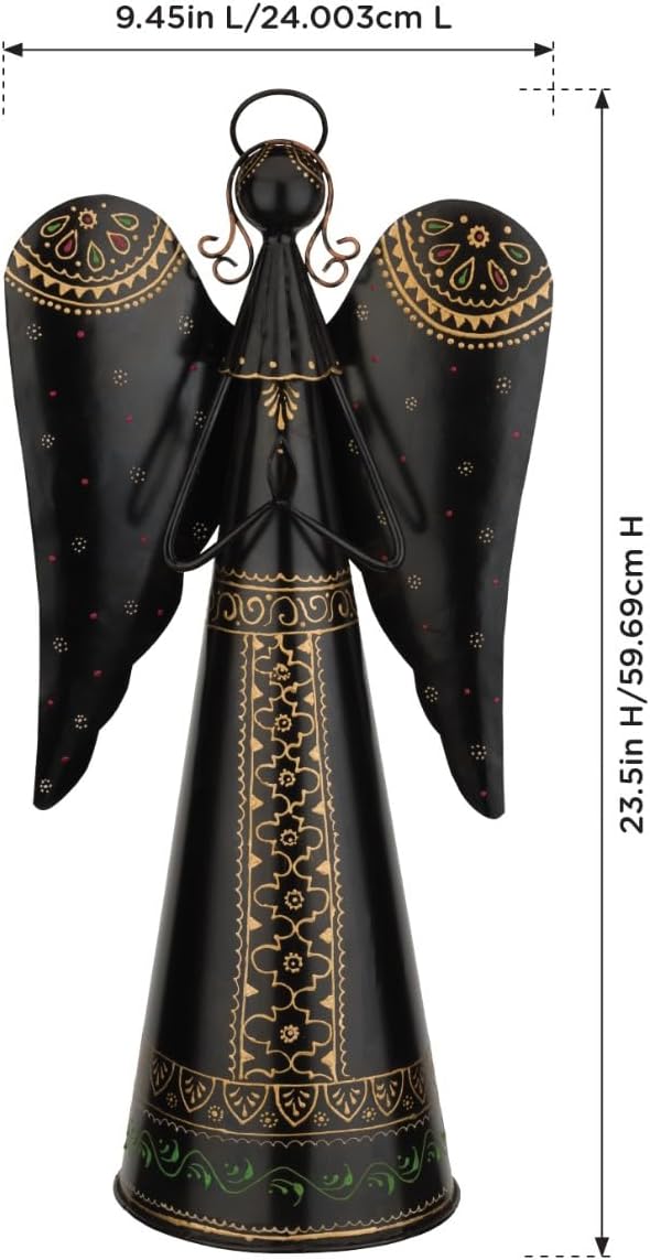 Regal Art & Gift Angel Statue - Metal Indoor/Outdoor Garden Statue Deals, Elegant Garden Decor, Beautiful Gifts for Women, Exquisite Angel Statues for Garden,23-Inch, Black/Gold