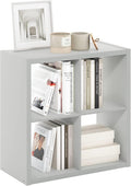 Furinno Cubicle Open Back Decorative Cube Storage Organizer, 4-Cube, Light Grey