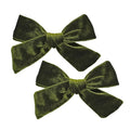 Vintage Velvet Bow Hair Clips for Baby Girl Kids Women Fall Velvet Christmas Hair Bows Barrettes Accessories (2 pcs Olive)