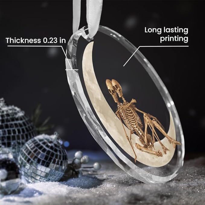 Christmas Couple Skull Gifts for Women Men - Glass Christmas Ornaments 2025 for Tree Decorations - Couple Gifts for Him Her Wife Husband Boyfriend Girlfriend, Stocking Stuffers Ornament