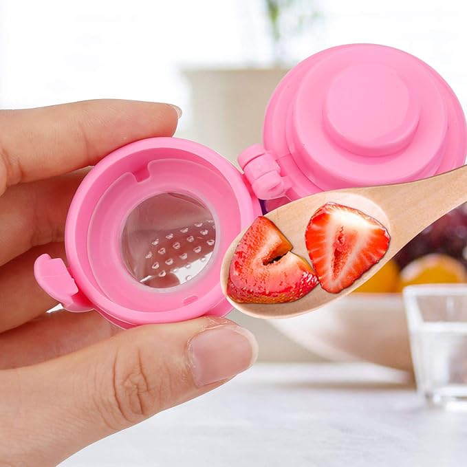 Baby Food Feeder 3 Pack Silicone Fruit Pacifier Teething Reusable Pouches Pacifier Pink by Mluchee(S,M,L)