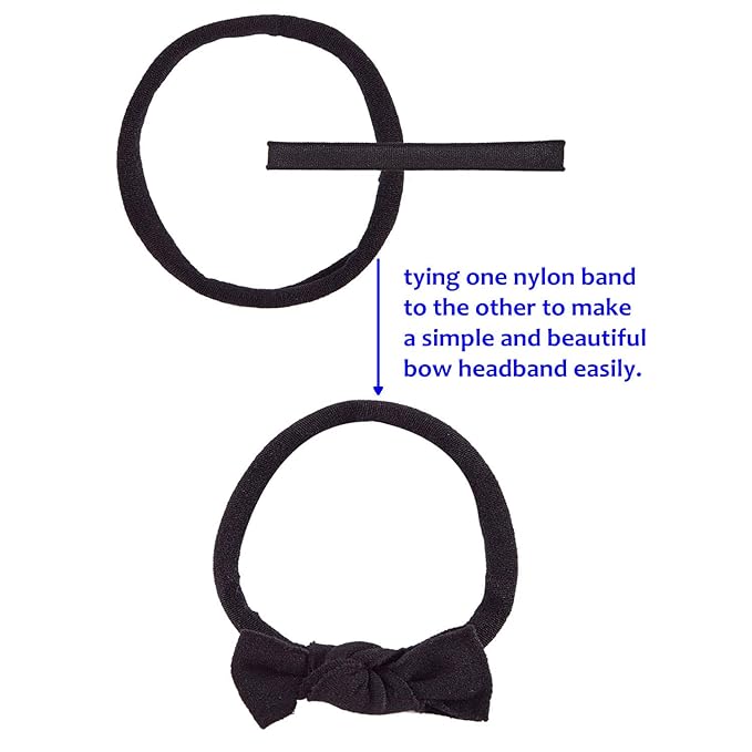 inSowni 50 Pack Super Soft Stretchy DIY Solid Nylon Headbands Baby Hair Bands One Size Fits All (Black)