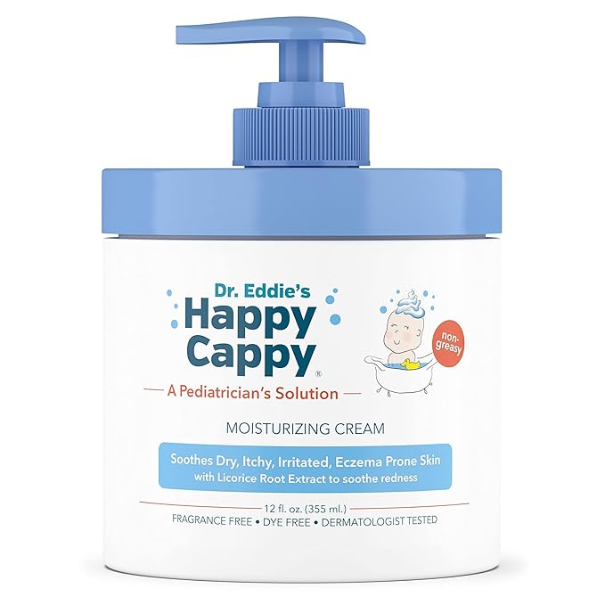 Happy Cappy Moisturizing Cream - Baby Cream for Eczema-Prone Skin, Dry Skin Lotion for Infants, Toddlers & Kids, Pediatrician-Formulated, Gentle, Paraben Free, Hypoallergenic, Sulfate Free - 12 fl oz