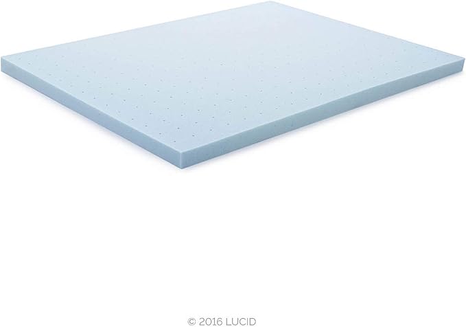 LUCID 3 Inch Mattress Topper Full XL - Gel Infused Memory Foam – Memory Foam Mattress Topper Full – Ventilated Design – CertiPur Certified