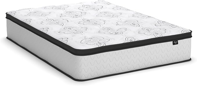 Signature Design by Ashley Full Size Chime 12 Inch Medium Firm Hybrid Mattresswith Cooling Gel Memory Foam for Pressure Relief, Fiberglass Free, Mattress In A Box