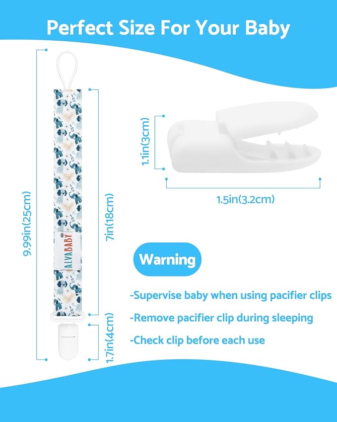ALVABABY Pacifier Clip 6 Pack Paci Clip Holder Leashes Paci Clips Binky 6DP02A