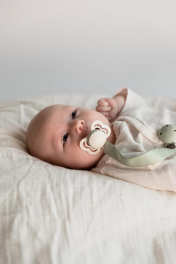 BIBS Pacifier Clip Ribbon - Secure Your Baby's Pacifier with Durable Polyester Webbing and Nickel-Free Metal Clip - Compatible with All BIBS Pacifiers - Sage