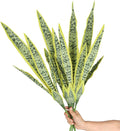 Bird Fiy Artificial Snake Plants 30" Faux Agave Fake Sansevieria Artificial Silk UV Resistant Plant for Home Garden Office Store Decoration 4 Pcs (Yellow-Light Green)