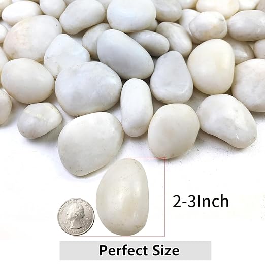 5lbs White River Rocks, 2-3 Inch Natural Pebbles for Indoor Plants, High Polished Decorative Stones Vase Filler Fish Tank Aquariums Landscaping Garden Outdoor and Indoor DIY