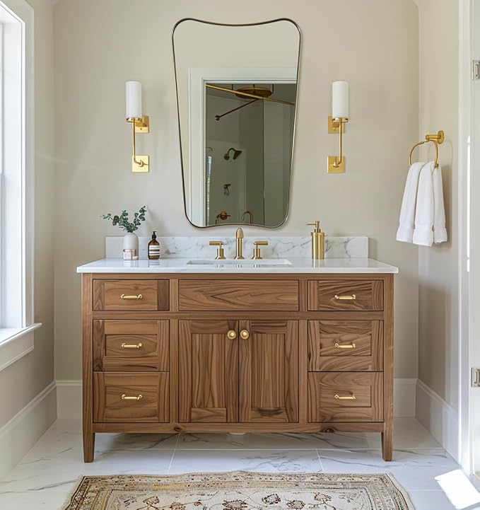 ANDY STAR 24x40 Inch Mirror, Brushed Gold Bathroom Mirror for Over Sink, Large Decorative Wall Mirror with Stainless Steel Frame, Anti-Rust, Italian Luxury Style Home Decor
