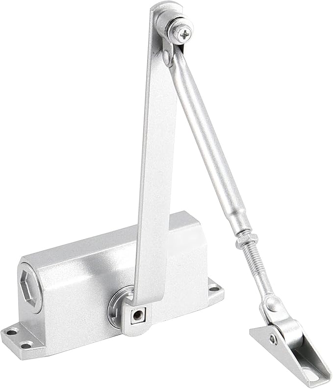 2 Pack Size 3 Automatic Door Closer, Hold Open Door Closer for Door Weights 99~132lbs, Aluminium Alloy Adjustable Spring Hydraulic Auto Door Closers for Residential, Silver