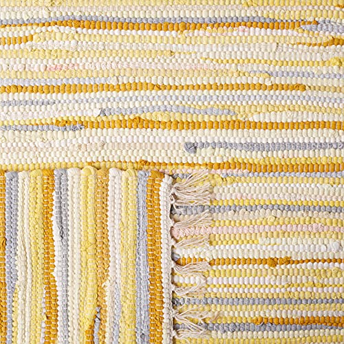 SAFAVIEH Rag Rug Collection Area Rug - 5' x 8', Gold & Multi, Handmade Boho Stripe Cotton, Ideal for High Traffic Areas in Living Room, Bedroom (RAR129N) - color: Gold/Multi, size: 5' x 8' (Rectangular)