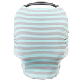 Cool Beans Stretchy Baby Car Seat Canopy and Nursing Cover | Multiuse - Soft and Stretchy Fabric Easily Covers Carseat, High Chairs, Shopping Carts | Bonus Infant Baby Beanie and Bag (Blue and Grey)