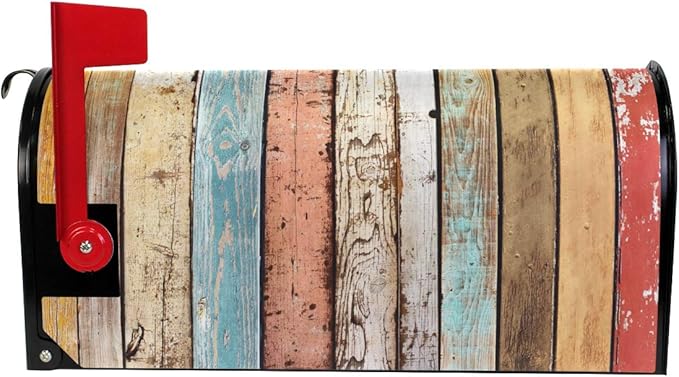 ALAZA Vintage Old Wood Texture Plank Grunge Magnetic Mailbox Cover MailWraps Garden Yard Home Decor for Outside Standard Size-18"x 20.8"