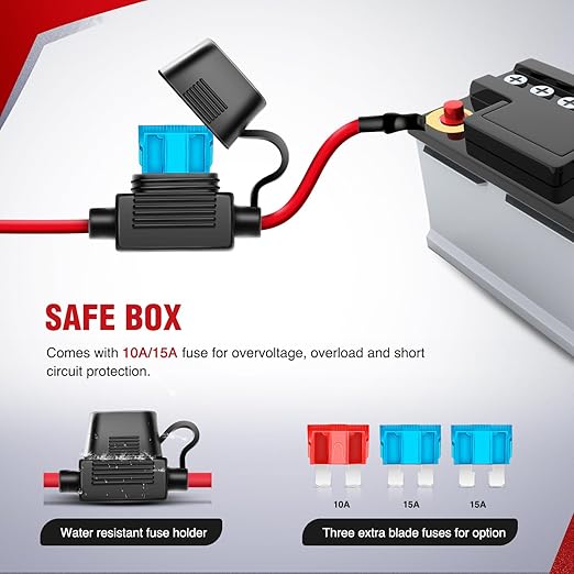 Nilight - 10012W LED Light Bar Wiring Harness Kit REAR LIGHTS 12V 5Pin Rocker Switch Laser On off Waterproof Switch Power Relay Blade Fuse-2 Lead,2 Years Warranty Black