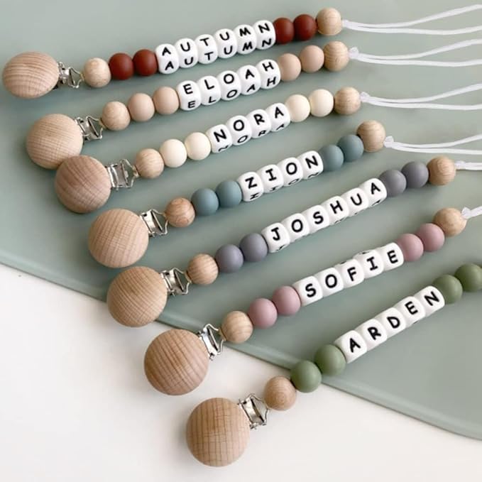 Personalized Pacifier Clip with Name, Customized Pacifier Clip Monogram Silicone Chain for Baby Girl Boys