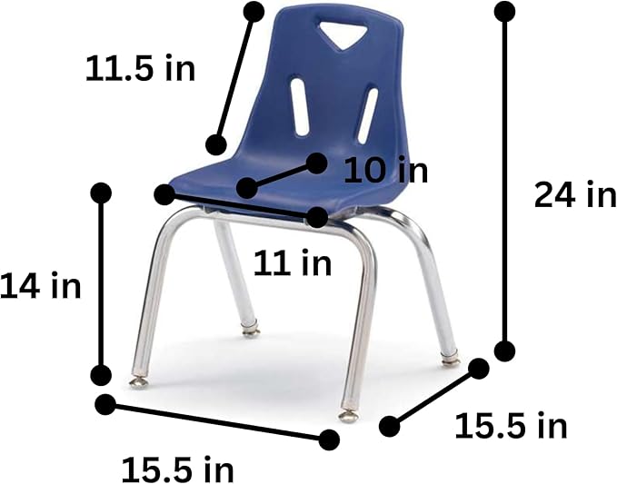 Berries Jonti-Craft 8144JC6003 Stacking Chairs with Chrome-Plated Legs, 14" Height, Blue, Pack of 6